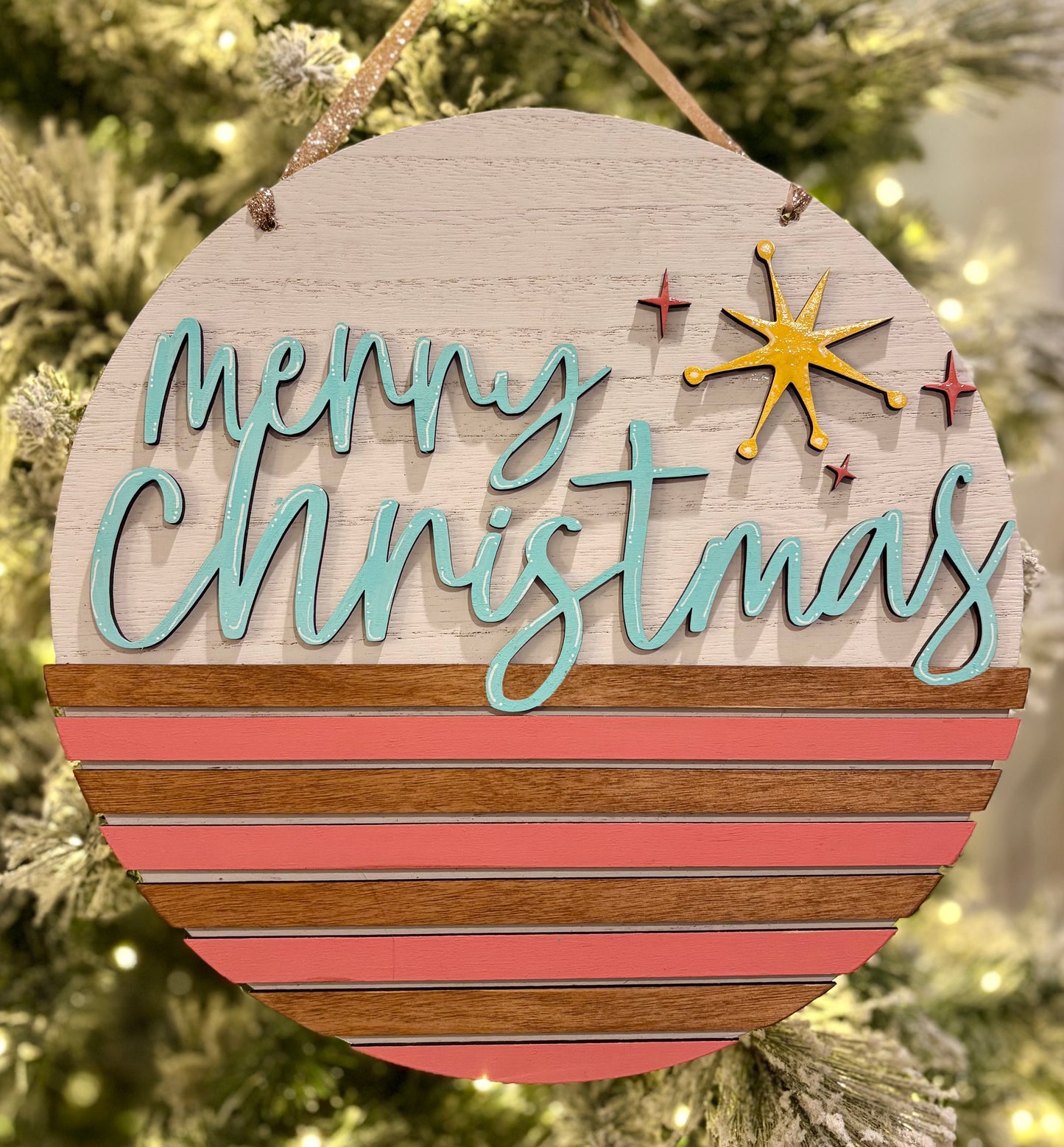 Retro Merry Christmas door round