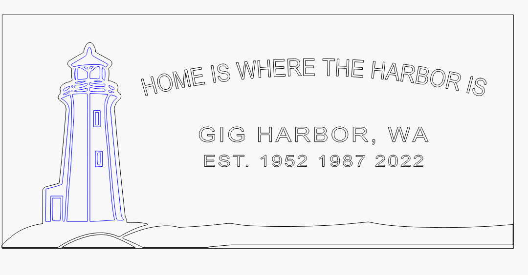Custom 12x18 Gig Harbor Lighthouse Sign