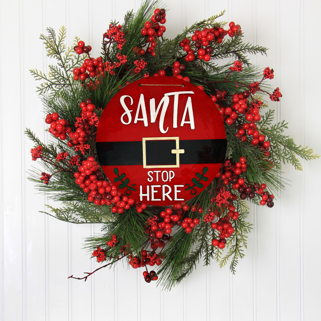 Santa Stop Here Door Round