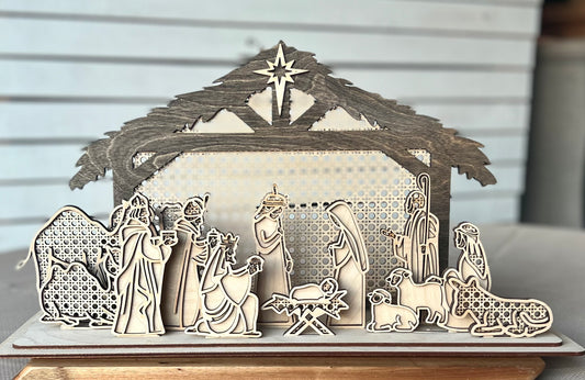 Rattan nativity scene