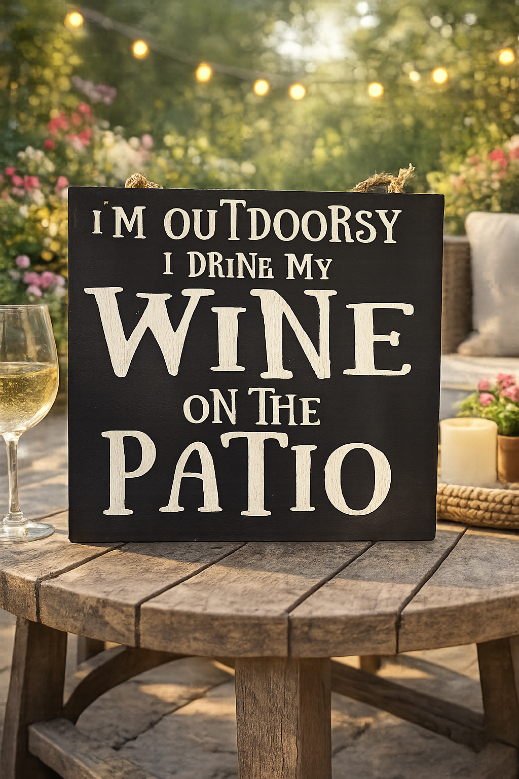 Wine on my patio sign