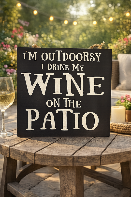 Wine on my patio sign